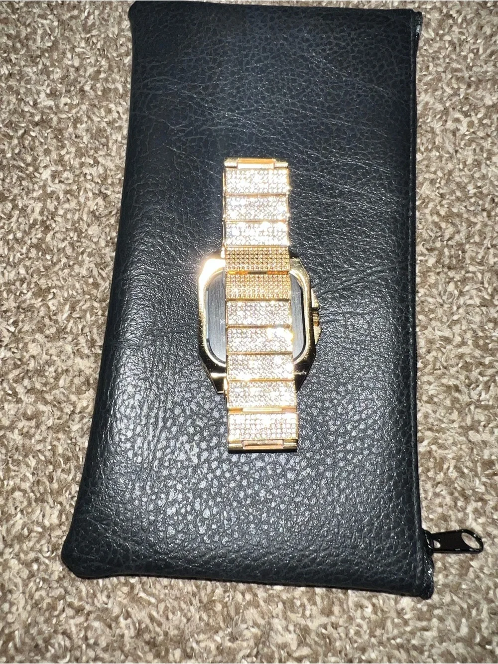 Pintime Iced Out Vintage Gold Diamond Moissanite Stainless Steel Watch